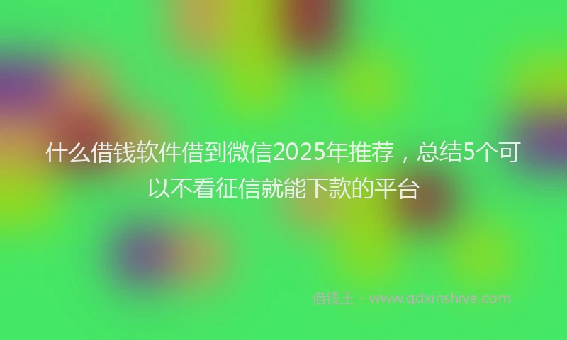 什么借钱软件借到微信2025年推荐，总结5个可以不看征信就能下款的平台