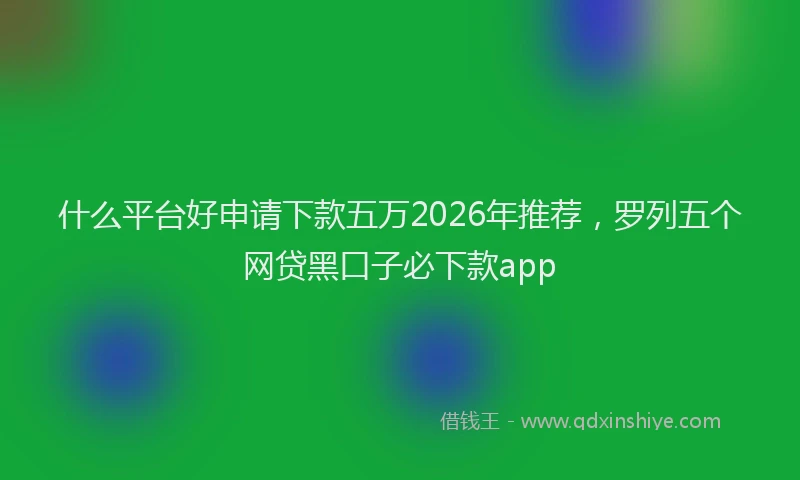 什么平台好申请下款五万2026年推荐，罗列五个网贷黑口子必下款app