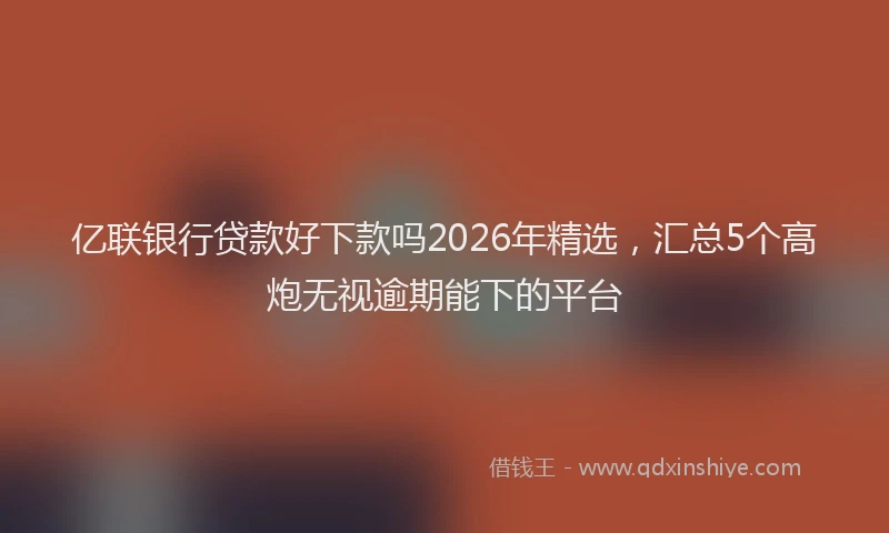 亿联银行贷款好下款吗2026年精选，汇总5个高炮无视逾期能下的平台