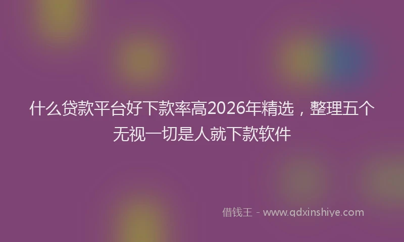 什么贷款平台好下款率高2026年精选，整理五个无视一切是人就下款软件