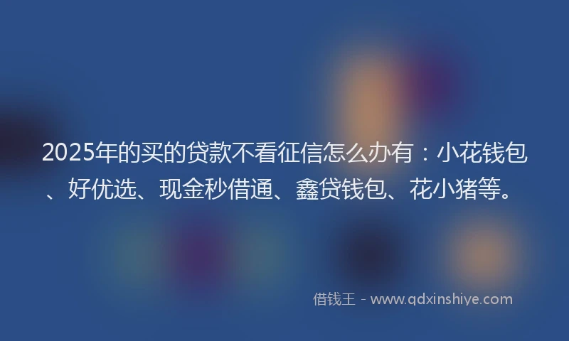 2025年的买的贷款不看征信怎么办有:小花钱包、好优选、现金秒借通、鑫贷钱包、花小猪等。