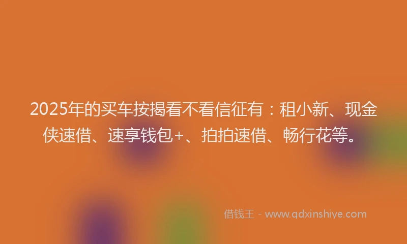 2025年的买车按揭看不看信征有：租小新、现金侠速借、速享钱包+、拍拍速借、畅行花等。