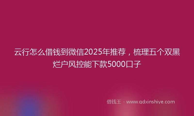 云行怎么借钱到微信2025年推荐，梳理五个双黑烂户风控能下款5000口子
