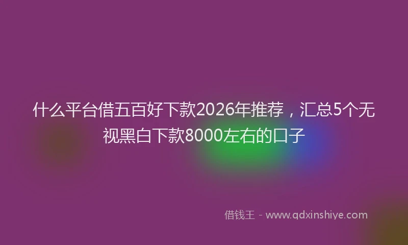 什么平台借五百好下款2026年推荐，汇总5个无视黑白下款8000左右的口子