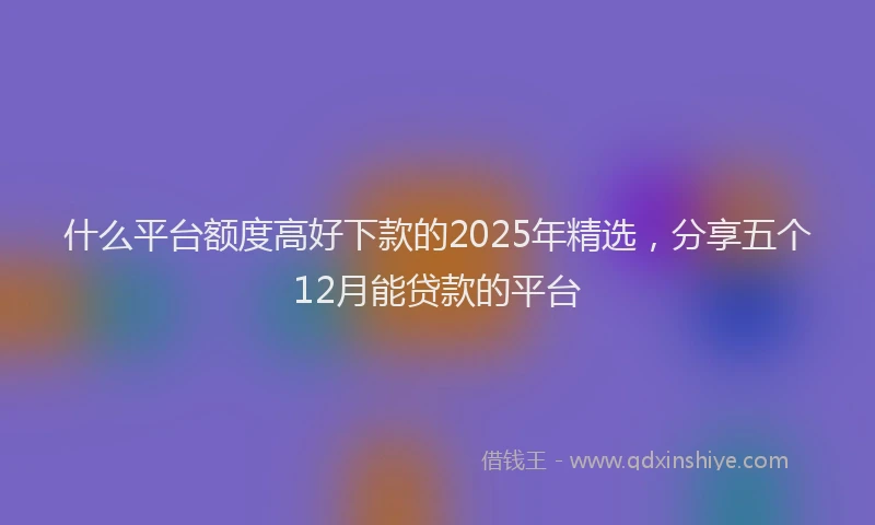 什么平台额度高好下款的2025年精选，分享五个12月能贷款的平台