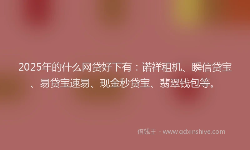 2025年的什么网贷好下有：诺祥租机、瞬信贷宝、易贷宝速易、现金秒贷宝、翡翠钱包等。
