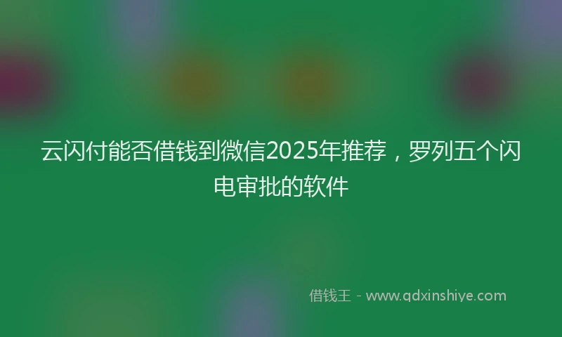 云闪付能否借钱到微信2025年推荐,罗列五个闪电审批的软件