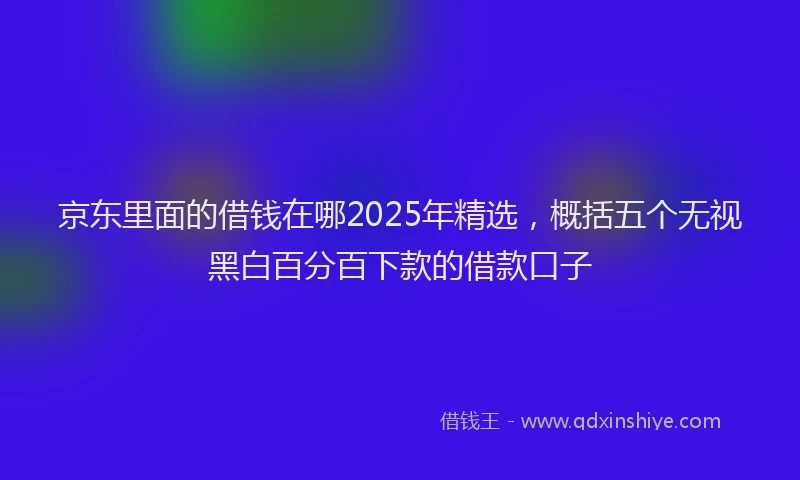 京东里面的借钱在哪2025年精选，概括五个无视黑白百分百下款的借款口子