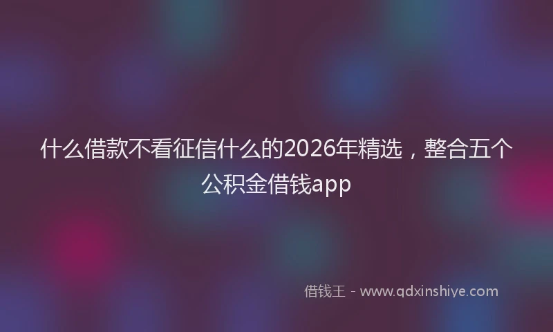 什么借款不看征信什么的2026年精选，整合五个公积金借钱app