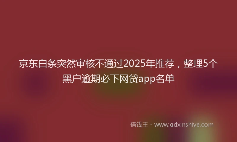 京东白条突然审核不通过2025年推荐,整理5个黑户逾期必下网贷app名单