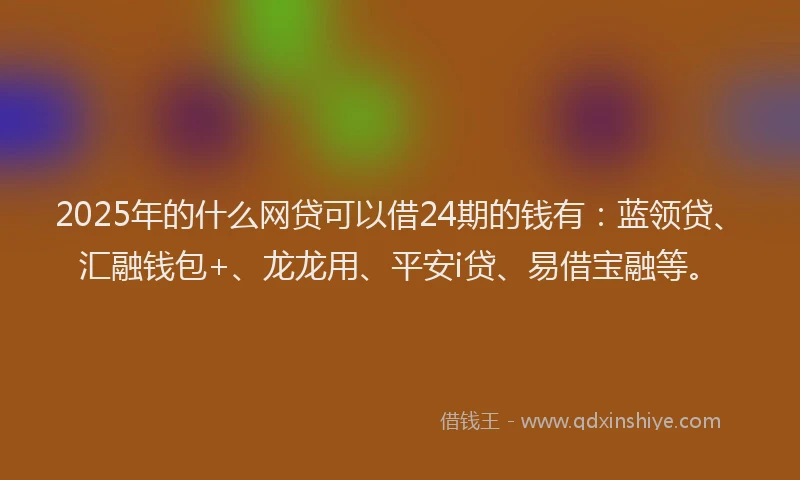 2025年的什么网贷可以借24期的钱有:蓝领贷、汇融钱包+、龙龙用、平安i贷、易借宝融等。