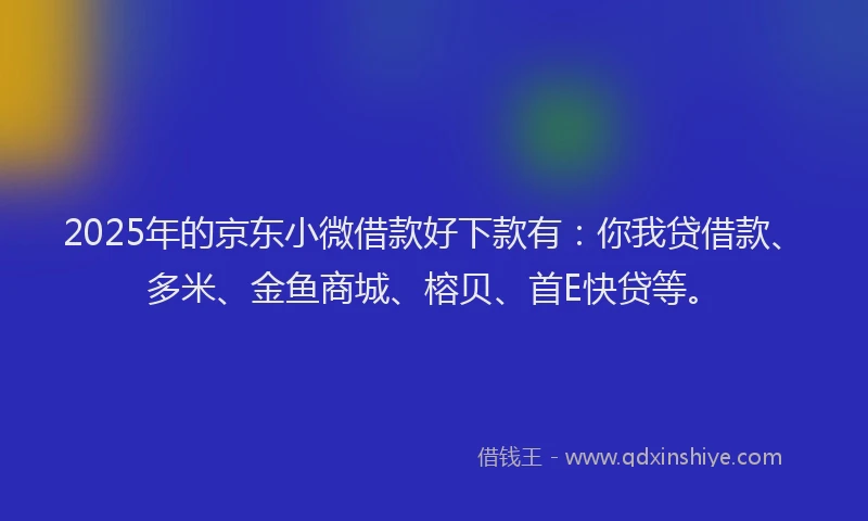 2025年的京东小微借款好下款有：你我贷借款、多米、金鱼商城、榕贝、首E快贷等。