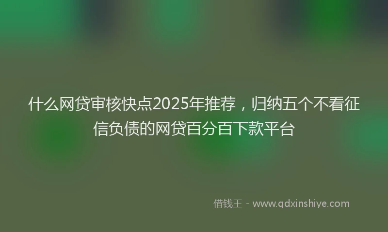 什么网贷审核快点2025年推荐，归纳五个不看征信负债的网贷百分百下款平台