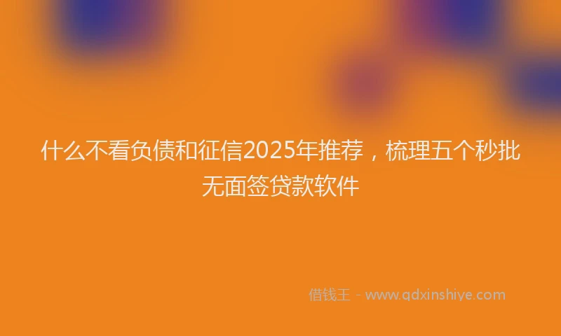 什么不看负债和征信2025年推荐，梳理五个秒批无面签贷款软件
