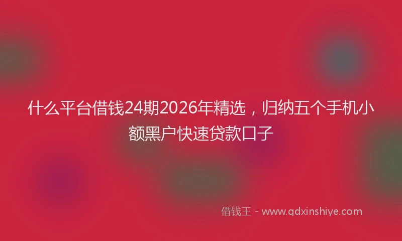 什么平台借钱24期2026年精选，归纳五个手机小额黑户快速贷款口子