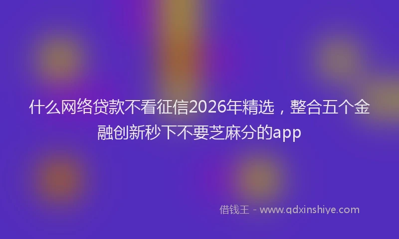 什么网络贷款不看征信2026年精选，整合五个金融创新秒下不要芝麻分的app