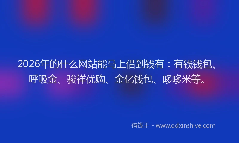 2026年的什么网站能马上借到钱有：有钱钱包、呼吸金、骏祥优购、金亿钱包、哆哆米等。