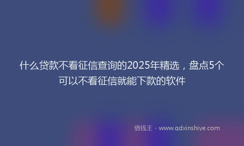 什么贷款不看征信查询的2025年精选，盘点5个可以不看征信就能下款的软件