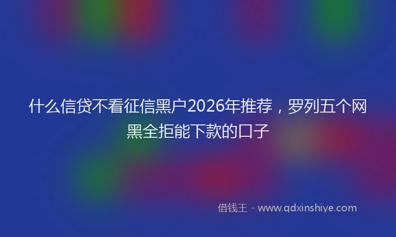 什么信贷不看征信黑户2026年推荐，罗列五个网黑全拒能下款的口子
