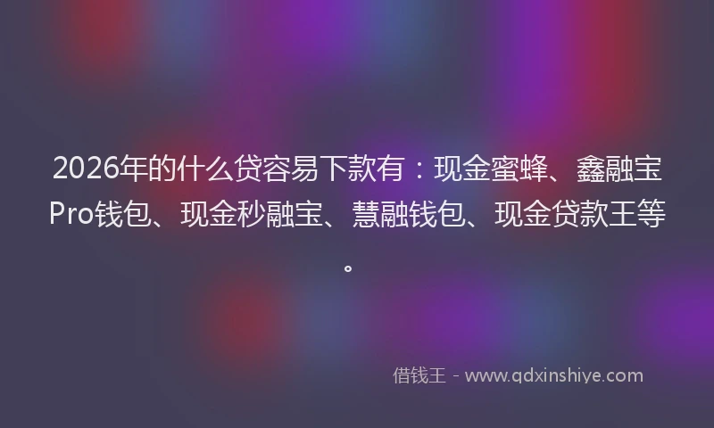 2026年的什么贷容易下款有：现金蜜蜂、鑫融宝Pro钱包、现金秒融宝、慧融钱包、现金贷款王等。