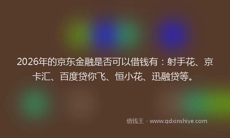 2026年的京东金融是否可以借钱有：射手花、京卡汇、百度贷你飞、恒小花、迅融贷等。