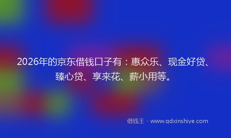 2026年的京东借钱口子有：惠众乐、现金好贷、臻心贷、享来花、薪小用等。