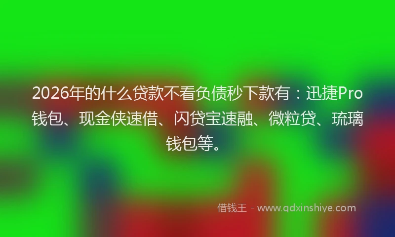 2026年的什么贷款不看负债秒下款有:迅捷Pro钱包、现金侠速借、闪贷宝速融、微粒贷、琉璃钱包等。