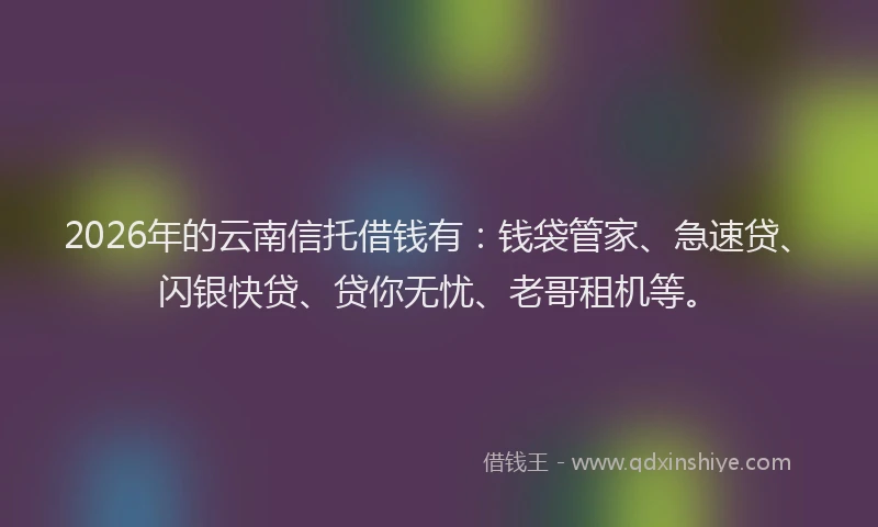 2026年的云南信托借钱有：钱袋管家、急速贷、闪银快贷、贷你无忧、老哥租机等。