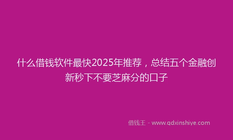 什么借钱软件最快2025年推荐,总结五个金融创新秒下不要芝麻分的口子