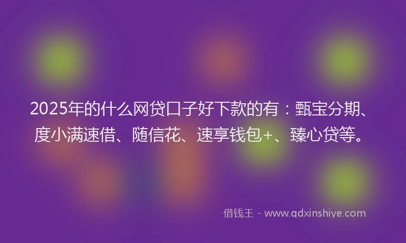 2025年的什么网贷口子好下款的有：甄宝分期、度小满速借、随信花、速享钱包+、臻心贷等。