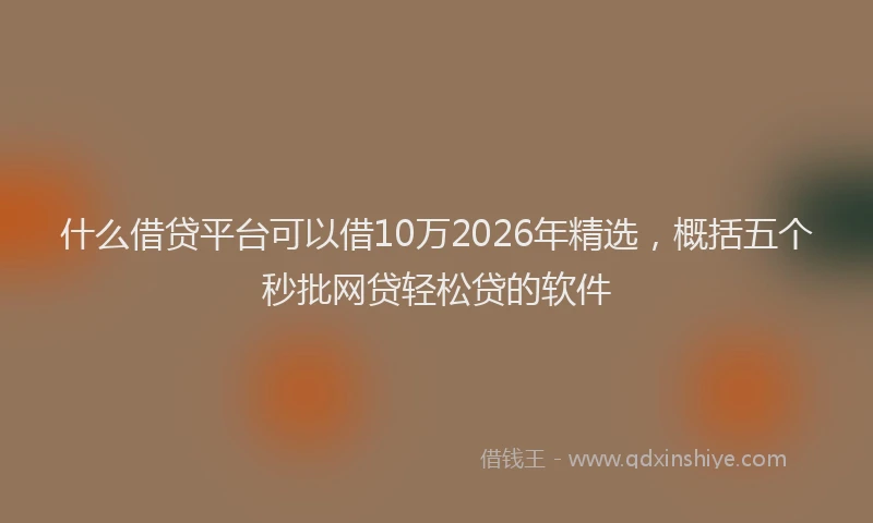 什么借贷平台可以借10万2026年精选，概括五个秒批网贷轻松贷的软件