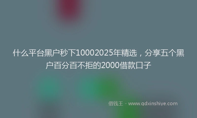 什么平台黑户秒下10002025年精选,分享五个黑户百分百不拒的2000借款口子