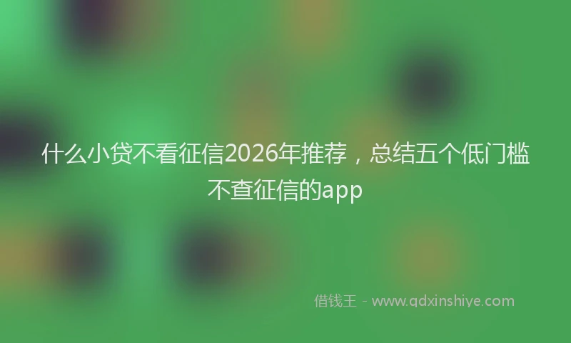 什么小贷不看征信2026年推荐，总结五个低门槛不查征信的app