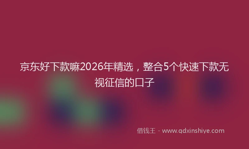 京东好下款嘛2026年精选，整合5个快速下款无视征信的口子