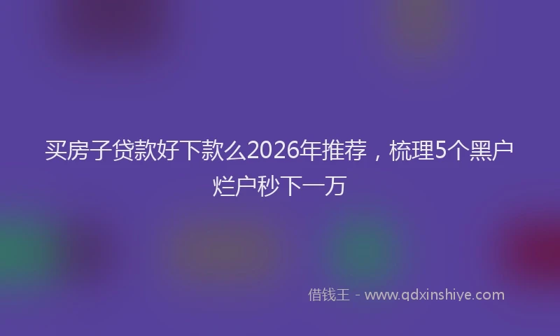 买房子贷款好下款么2026年推荐,梳理5个黑户烂户秒下一万