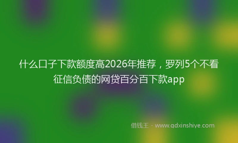 什么口子下款额度高2026年推荐，罗列5个不看征信负债的网贷百分百下款app