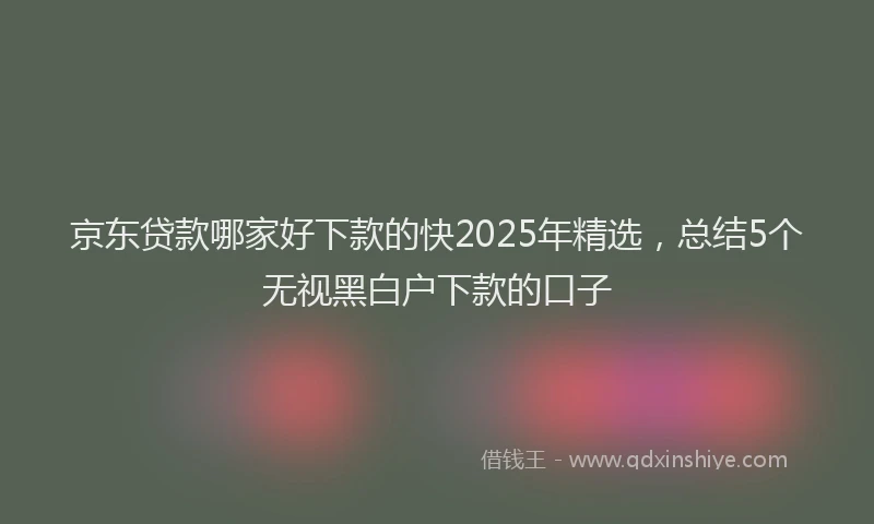 京东贷款哪家好下款的快2025年精选，总结5个无视黑白户下款的口子
