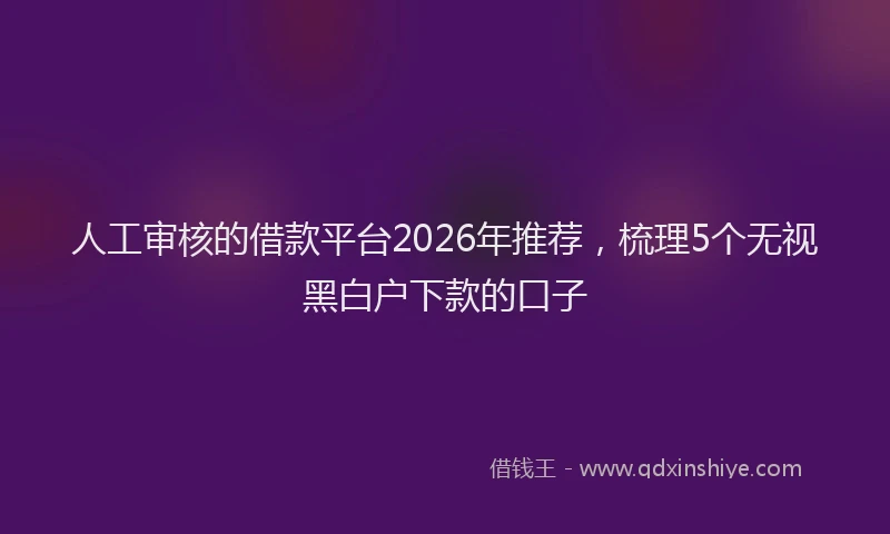 人工审核的借款平台2026年推荐，梳理5个无视黑白户下款的口子