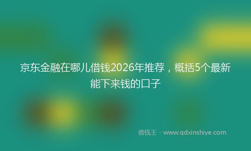 京东金融在哪儿借钱2026年推荐，概括5个最新能下来钱的口子