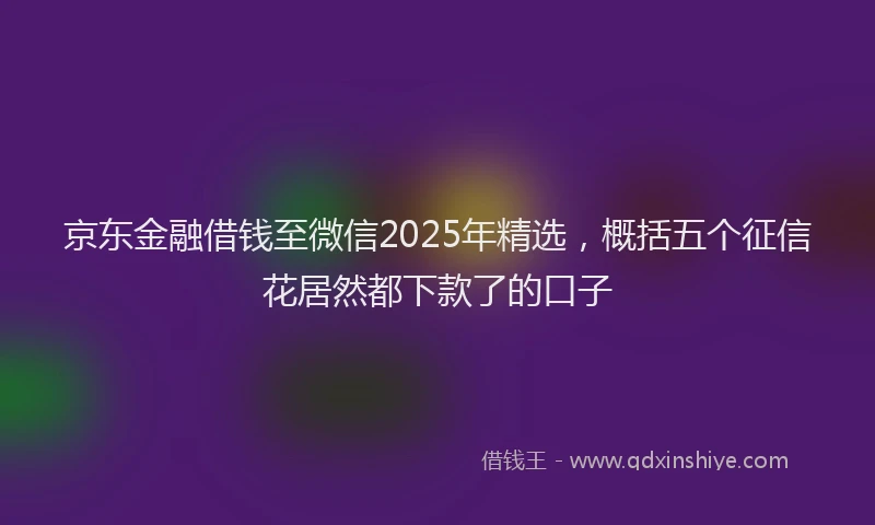 京东金融借钱至微信2025年精选,概括五个征信花居然都下款了的口子
