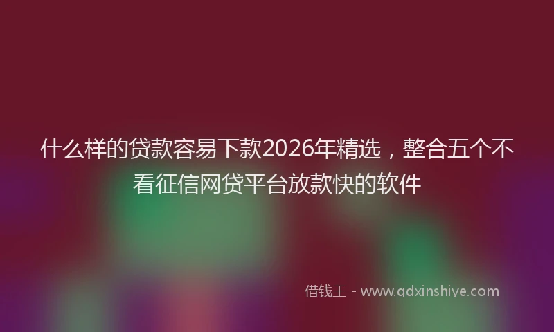 什么样的贷款容易下款2026年精选，整合五个不看征信网贷平台放款快的软件