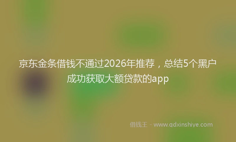 京东金条借钱不通过2026年推荐，总结5个黑户成功获取大额贷款的app
