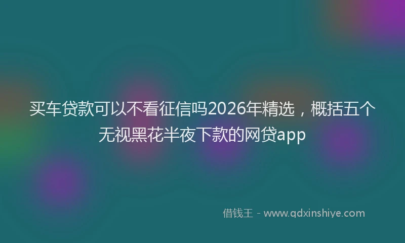 买车贷款可以不看征信吗2026年精选，概括五个无视黑花半夜下款的网贷app