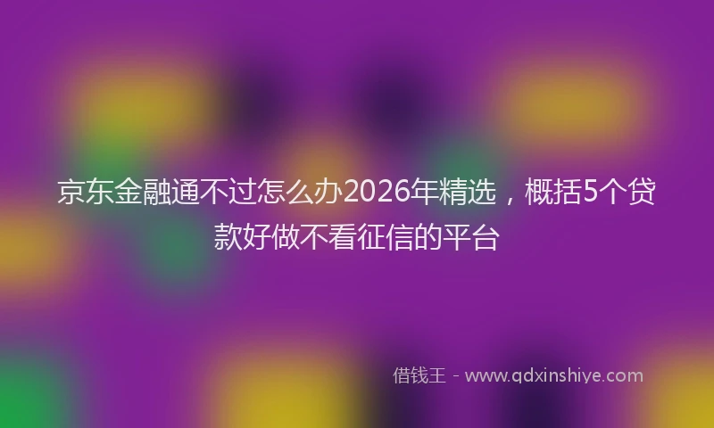京东金融通不过怎么办2026年精选,概括5个贷款好做不看征信的平台