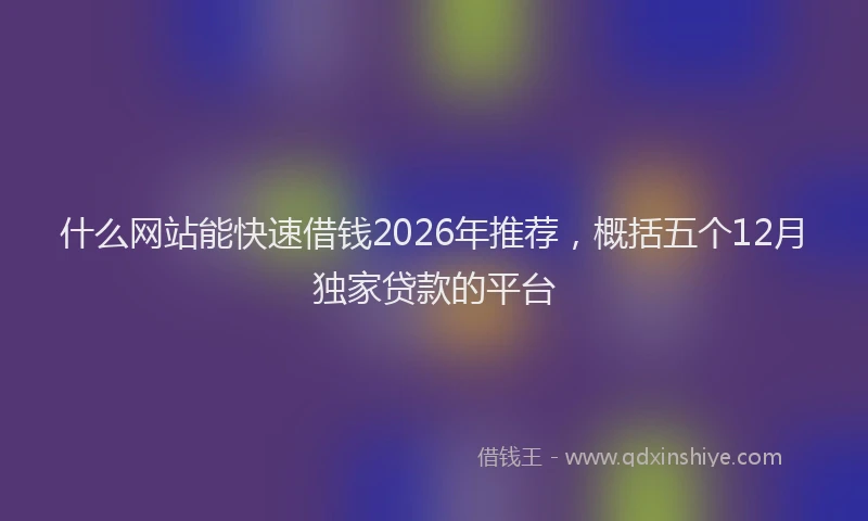 什么网站能快速借钱2026年推荐，概括五个12月独家贷款的平台