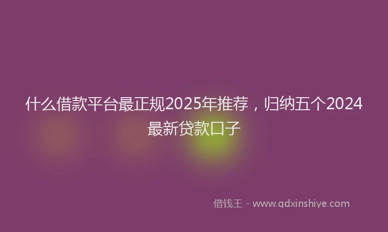 什么借款平台最正规2025年推荐，归纳五个2024最新贷款口子