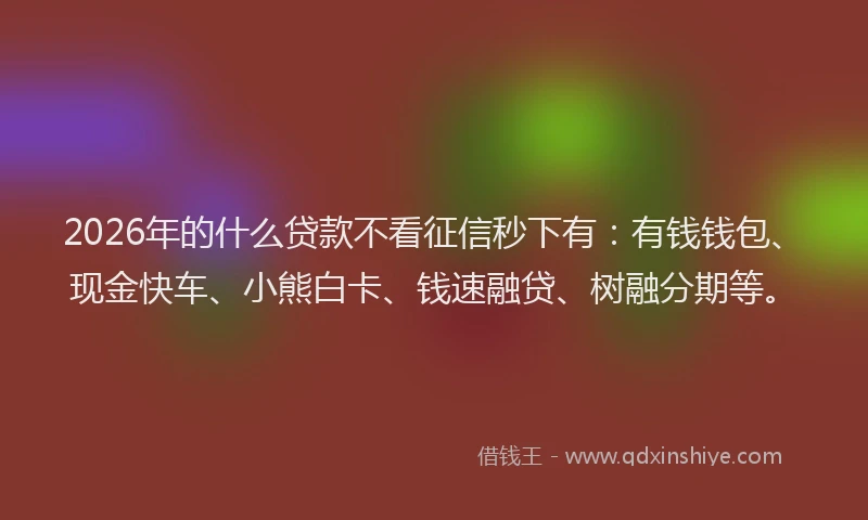 2026年的什么贷款不看征信秒下有:有钱钱包、现金快车、小熊白卡、钱速融贷、树融分期等。