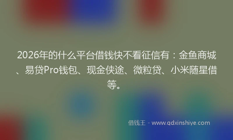 2026年的什么平台借钱快不看征信有：金鱼商城、易贷Pro钱包、现金侠途、微粒贷、小米随星借等。
