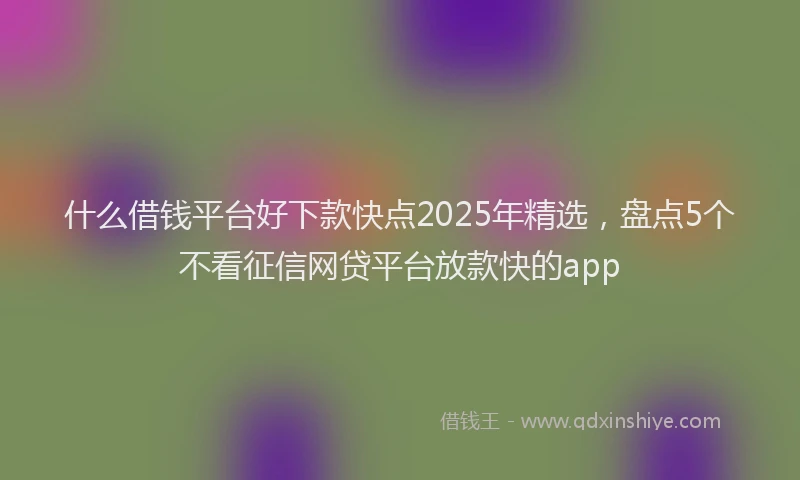 什么借钱平台好下款快点2025年精选，盘点5个不看征信网贷平台放款快的app