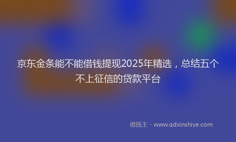 京东金条能不能借钱提现2025年精选，总结五个不上征信的贷款平台